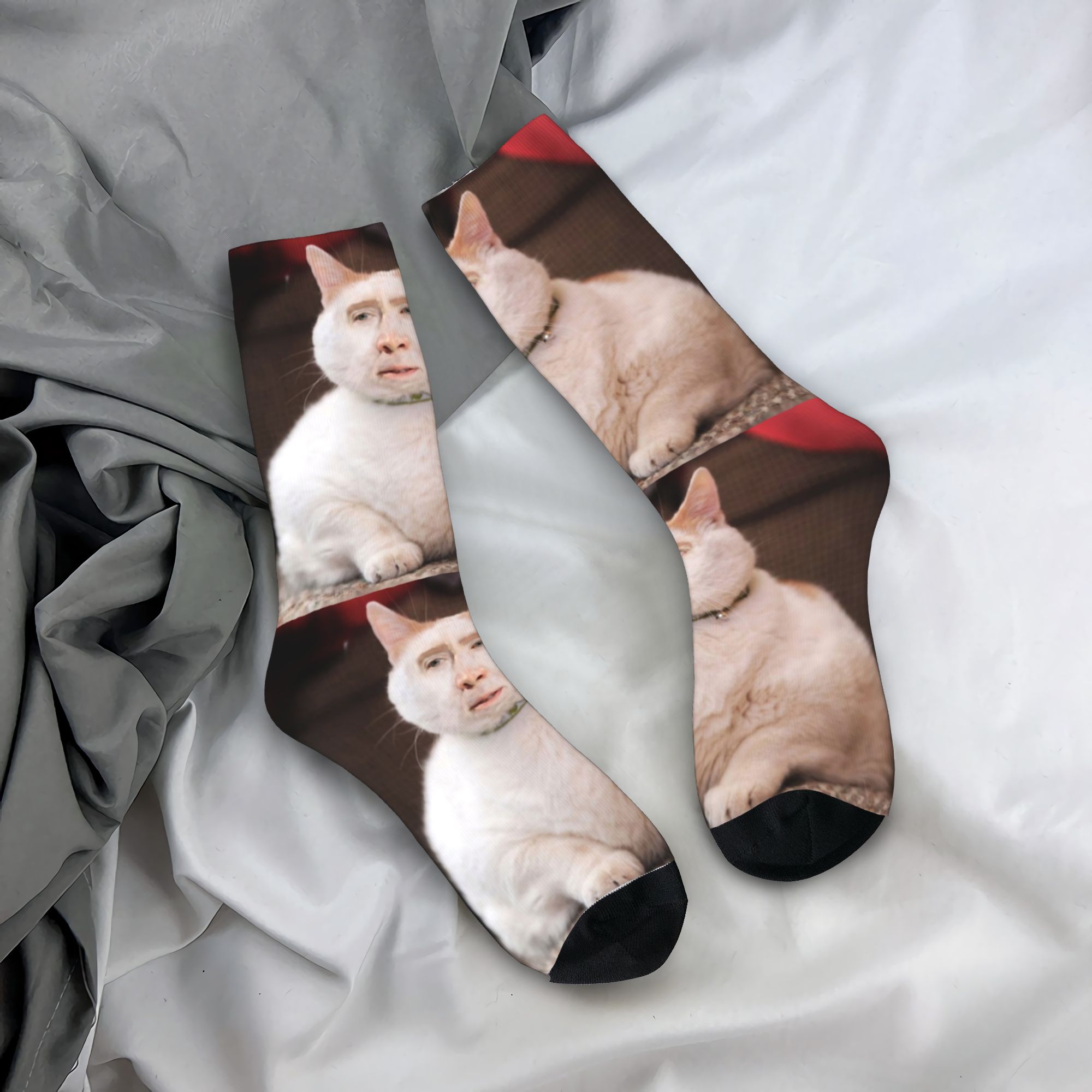 Dress Sock Men - Custom Nicolas Cage Cat Meme Men