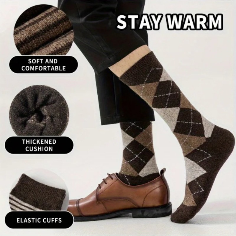 6 Pairs Vintage Brown Argyle S - Dress Sock Men ulasan dan harga